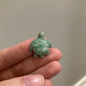 4/$10 - Jade Green Turtle Necklace Charm